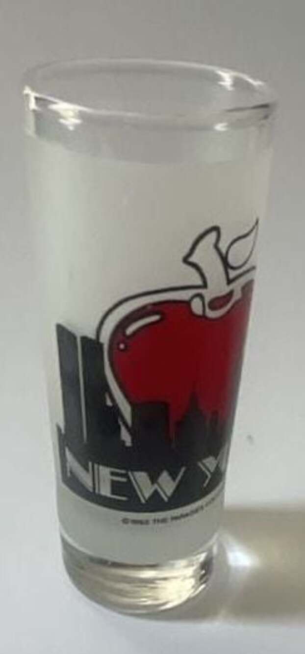 Vintage New York City Big Apple Skyline Frosted Tall Shot Glass